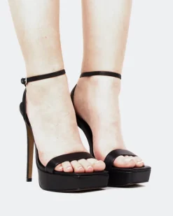 Women L'INTERVALLE Anguila, Black Leather/Cuir Noir