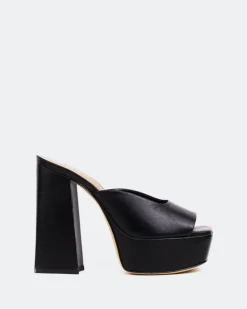 Women L'INTERVALLE Asador, Black Leather/Cuir Noir