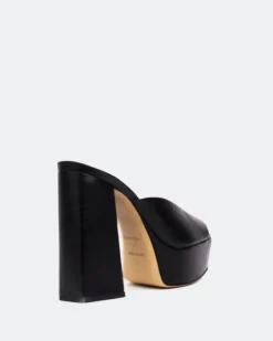 Women L'INTERVALLE Asador, Black Leather/Cuir Noir