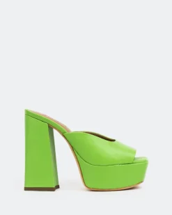 Women L'INTERVALLE Asador, Green Leather/Cuir Vert