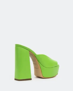Women L'INTERVALLE Asador, Green Leather/Cuir Vert