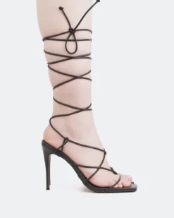 Women L'INTERVALLE Baltra, Black Leather/Cuir Noir