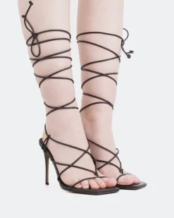 Women L'INTERVALLE Baltra, Black Leather/Cuir Noir