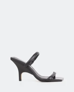 Women L'INTERVALLE Barbuda, Black Leather/Cuir Noir
