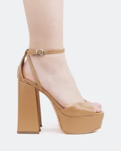 Women L'INTERVALLE Borago, Camel Leather/Cuir Chameau