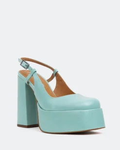 Women L'INTERVALLE Cave, Blue Leather/Cuir Bleu