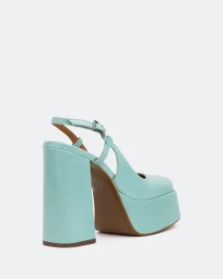 Women L'INTERVALLE Cave, Blue Leather/Cuir Bleu