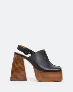 Women L'INTERVALLE Dolphin, Black Leather/Cuir Noir