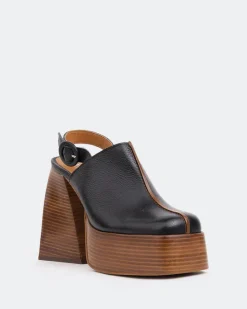 Women L'INTERVALLE Dolphin, Black Leather/Cuir Noir