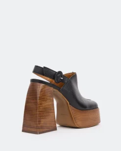 Women L'INTERVALLE Dolphin, Black Leather/Cuir Noir