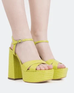 Women L'INTERVALLE Embassy, Green Croco/Croco Vert