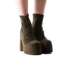 Women L'INTERVALLE Flash Dark Green Suede Stretch