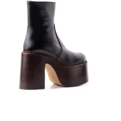 Women L'INTERVALLE Gunner Black Leather & Brown Sole