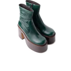Women L'INTERVALLE Gunner Green Leather