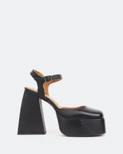 Women L'INTERVALLE Kotter, Black Leather/Cuir Noir