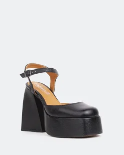 Women L'INTERVALLE Kotter, Black Leather/Cuir Noir