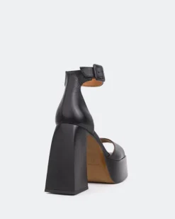 Women L'INTERVALLE Moore, Black Leather/Cuir Noir