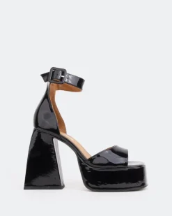 Women L'INTERVALLE Moore, Black Patent/Verni Noir