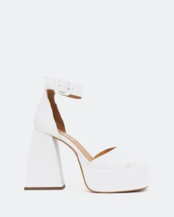 Women L'INTERVALLE Moore, White Leather/Cuir Blanc