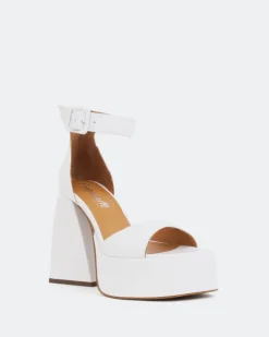 Women L'INTERVALLE Moore, White Leather/Cuir Blanc