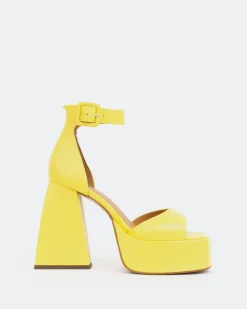 Women L'INTERVALLE Moore, Yellow Leather/Cuir Jaune