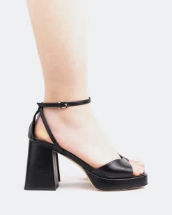 Women L'INTERVALLE Pujol, Black Leather/Cuir Noir