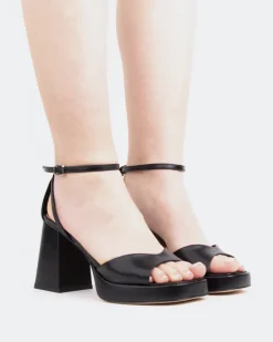 Women L'INTERVALLE Pujol, Black Leather/Cuir Noir