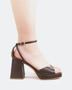 Women L'INTERVALLE Pujol, Brown Leather/Cuir Brun