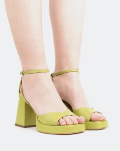 Women L'INTERVALLE Pujol, Green Leather/Cuir Vert