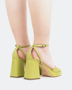Women L'INTERVALLE Pujol, Green Leather/Cuir Vert