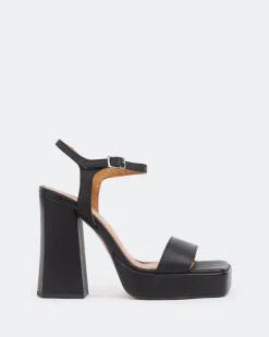 Women L'INTERVALLE Rabanne, Black Leather/Cuir Noir