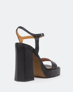 Women L'INTERVALLE Rabanne, Black Leather/Cuir Noir