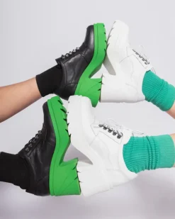 Women L'INTERVALLE Rowdy Black/Green Leather