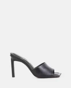 Women L'INTERVALLE Sosua, Black Leather/Cuir Noir