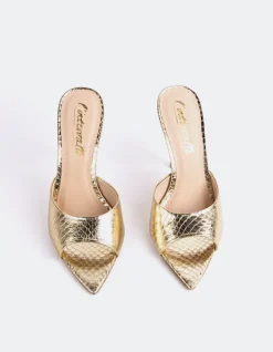 Women L'INTERVALLE Thelma Gold Snake Leather