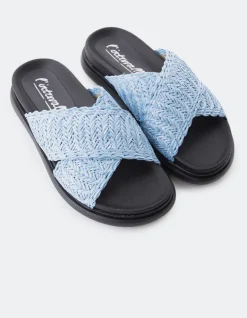 Women L'INTERVALLE Tuva Turquoise Raffia