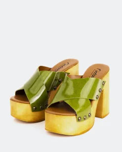 Women L'INTERVALLE Twist Green Leather
