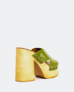 Women L'INTERVALLE Twist Green Leather
