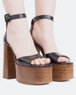 Women L'INTERVALLE Walton Black Brown Leathear/Cuir Noir Brun